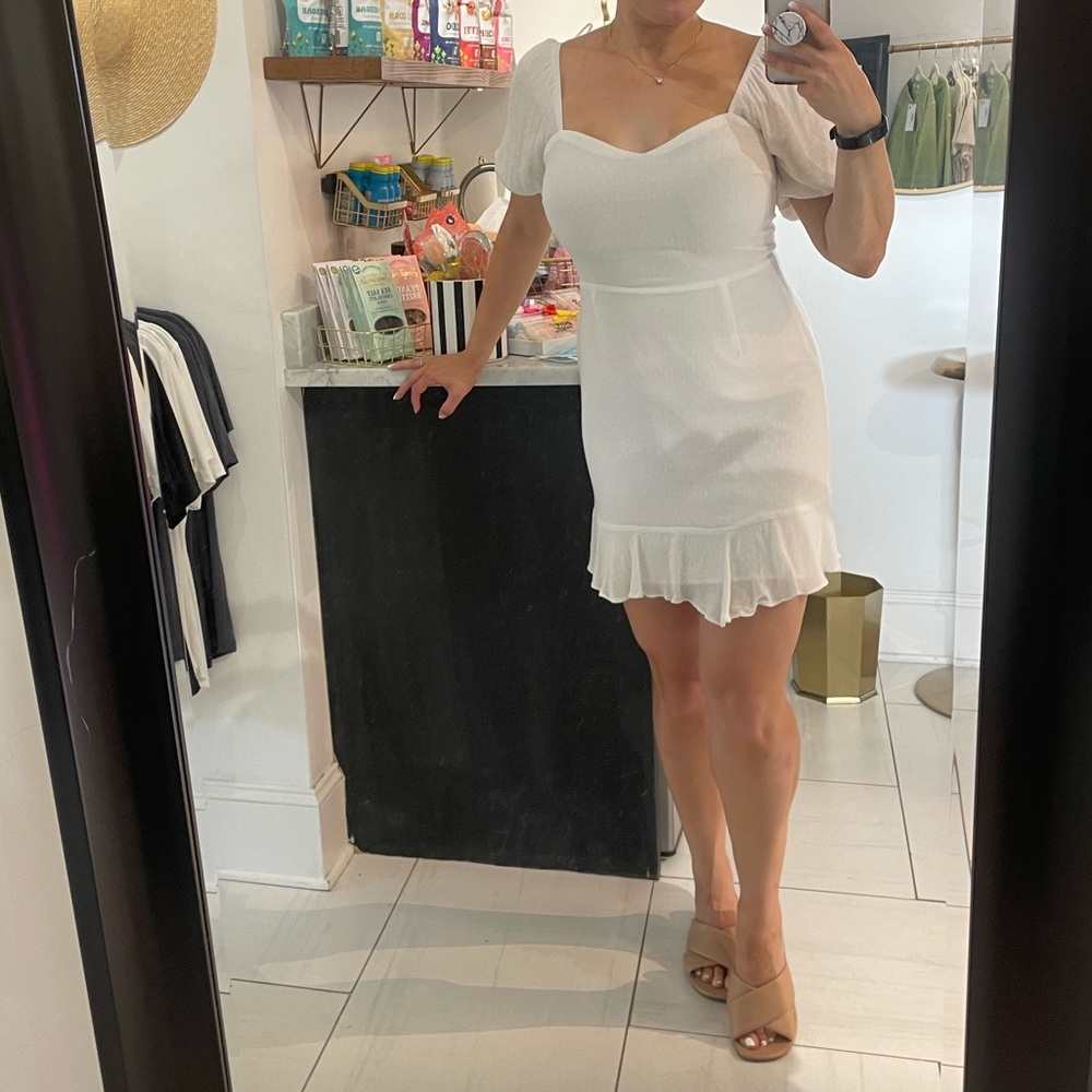 Lena White/Ivory Dress with Puff Sleeves
